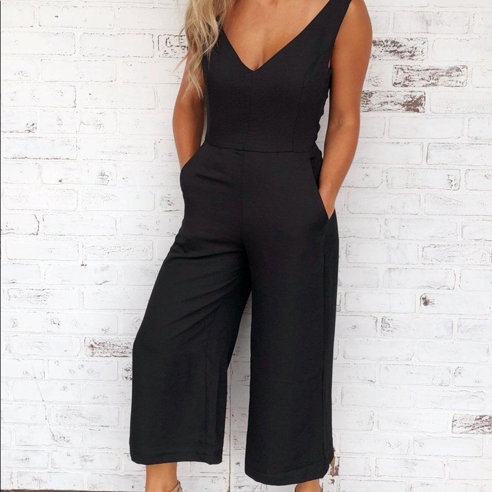 Black Jumpsuit, Ankle length, criss cross back or tie back